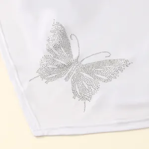 Gedetailleerde witte vrouwen mode strass vlinder hoofddoek casual sjaal accessoire