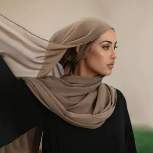 Femme foulard hijab unicolore à lanières mode musulmane couvre-chef châle respirant