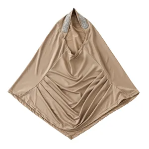 Fashion rhinestone pleated hijab for women, elegant polyester Muslim head wrap scarf.