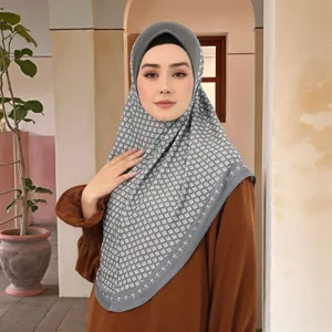 Dames Casual Geometrische Print Strass Strik Hoofddoek Malay Moslim Hijab Warme Sjaal
