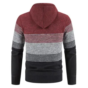 Maglione cardigan con cappuccio a blocchi di colore da uomo dettaglio di stile casual