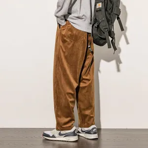 Pantaloni lunghi casual da uomo in velluto a coste gamba dritta autunno marrone abbigliamento