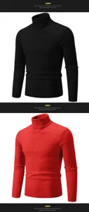 Men's classic turtleneck knit sweater solid color slim fit long sleeve casual pullover top