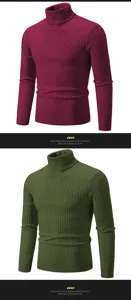 Men's stylish turtleneck cable knit sweater slim fit casual long sleeve pullover top for men.