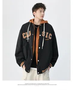 Heren nep tweedelige met capuchon jas herfst winter casual sport cardigan sweatshirt top