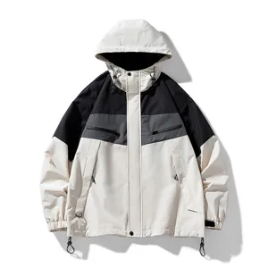 Giacca A Vento Sportiva Outdoor da Uomo Impermeabile Antivento Con Cappuccio Blocco di Colore Cappotto Casual Per Escursionismo Viaggi