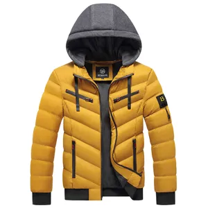 Men's Winter Hooded Puffer Jacket Casual Thickened Warm Zip Up Coat