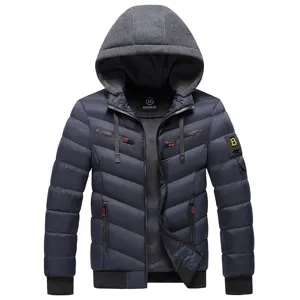 Men's winter hooded puffer jacket with warm fleece lining and stylish casual design.