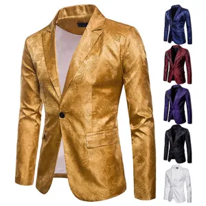 Blazer Casual de Damasco de Palacio para Hombre Un Botón Moda Slim Fit Chaqueta de Traje de Negocios Elegante Abrigo de Fiesta