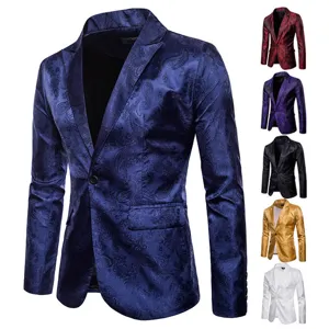 Moderna Chaqueta de Traje de Hombre Elegante Estilo Corte Paisley Un Botón Slim Fit
