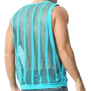 Débardeur en résille sexy pour homme respirant sans manches gilet sport fitness été mode