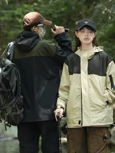 Unisex American Mountain Windproof Waterproof Jacket Couple Outdoor Hooded Functional Windbreaker Casual Coat
