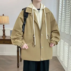 Men's Casual Loose Fake Two-Piece Jacket Autumn Fashion Outerwear Trendy Stylish Top
