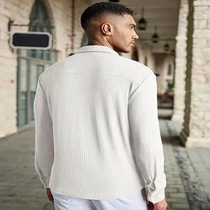 Mens casual textured long sleeve shirt stylish daily wear outdoor street fashion apparel top