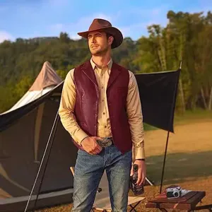 Gilet in ecopelle PU slim da uomo panciotto casual monopetto moda autunno inverno nuovo.