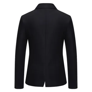 Détail de dos de blazer noir pour homme avec coupe ajustée et style classique élégant.