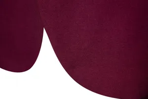 Detail tissu veste costume homme, gros plan texture twille bordeaux, finition bordure.