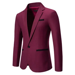 Veste de Costume Casual Slim Fit pour Homme Bordeaux Élégante Veste de Mariage Homme