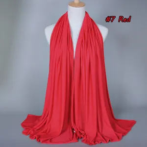 Spring summer solid color mercerized cotton women scarf detail view showing elastic breathable fabric