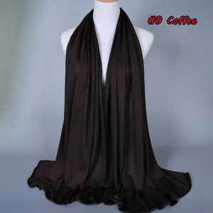 Solid color mercerized cotton women scarf, breathable Indian style hijab shawl