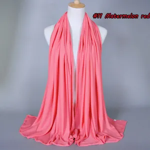 Spring summer solid color mercerized cotton women scarf breathable hijab daily wear accessory