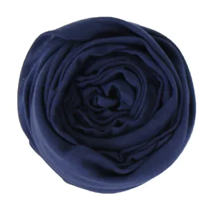 Detailed view of the dark blue rolled modal cotton women scarf, breathable and lightweight.