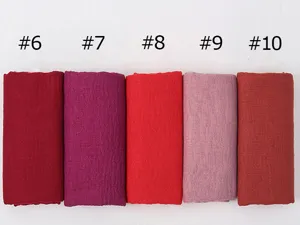 Detail view of cotton linen crinkle hijab scarf variant colors number display close up