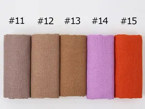 Cotton linen pleated scarf candy color women shawl variant display with color numbers.