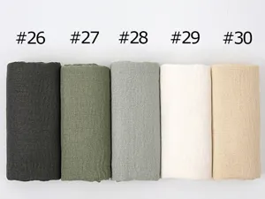 Cotton linen crinkle scarf fabric detail show color options 26 to 30 texture closeup