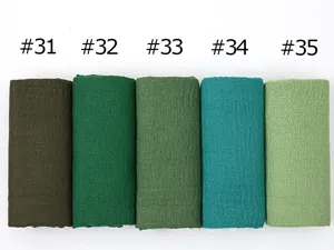 Detail view of small cotton linen pleated candy color scarf variant swatch #31 to #35.
