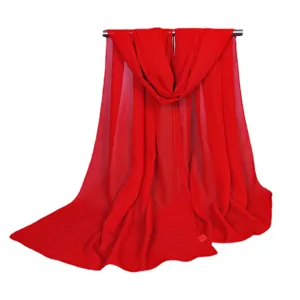 Sciarpa in chiffon rosso da donna scialle di protezione solare leggero foulard tinta unita