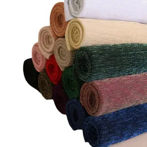 Metallic pleated solid color long scarf women fashion glitter fabric rolls main view