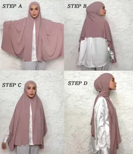Cross-border Malaysian headscarf solid color mercerized cotton equal length hijab step guide