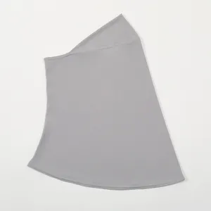 Solid color crystal linen hijab under-cap for women, comfortable daily Muslim headwear detail.