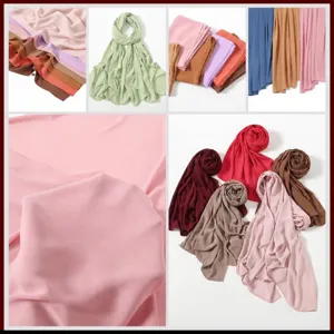 Women's Solid Color Chiffon Scarf Lightweight Breathable Long Shawl Fashion Muslim Headwear Neck Wrap