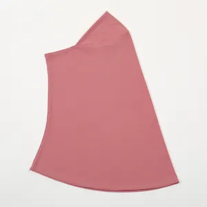 Crystal linen solid color hijab cap detail view, comfortable stretch fabric for daily wear.