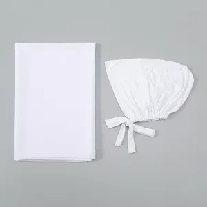 Set sciarpa e cuffia in chiffon bianco tinta unita da donna, elegante hijab foulard.