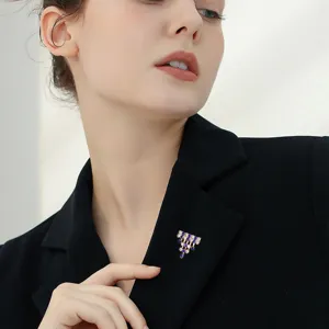 Rhinestone tassel brooch detail shot, sparkling crystal lapel pin for women clothes