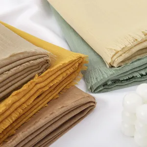 Solid Color Slub Cotton Scarf Fringe Women Shawl Versatile Four Seasons Headwrap