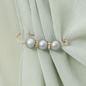Alloy Artificial Pearl Rhinestone Anti Glare Brooch Pins Set Decorative Waist Tightening Safety Pins For Women Clothing