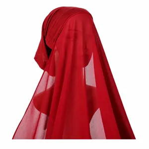 Femmes Couleur Unie Chiffon Hijab Voile Écharpe Chle Châle Tube Casquette Tout-En-Un Couvre-Chef Musulman Protection Solaire Vintage Ethnique
