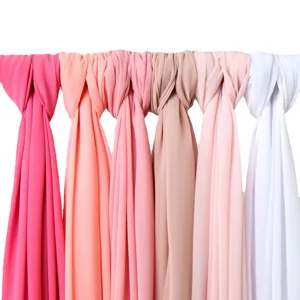 Einfarbiges Chiffon Hijab Tuch für Damen, leichtes langes Schal Wrap Design in vielen Farben.