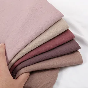 Damen Mode Einfarbig Plissierter Langer Schal Leichter Polyester Moslemischer Kopftuch Hijab Alltagskleidung