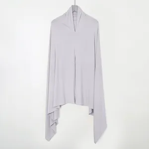 Solid color gray convenient Malaysia headscarf, soft mercerized cotton equal length hijab.