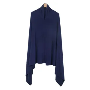 Solid color mercerized cotton jersey hijab scarf, equal length on both sides for easy wear.
