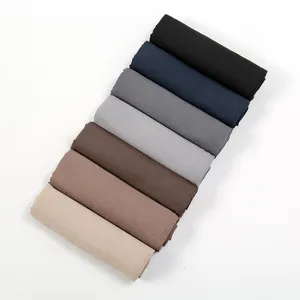 Einfarbig knitterfreies langes Hijab Tuch, weiches Polyester Baumwoll Leinen Material, Alltag Kopftuch.