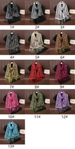 Breathable summer hollow lace shawl scarf, ethnic burnout fringe stylish scarf for women new.