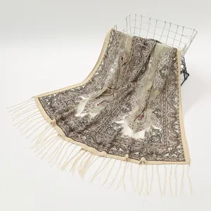 Summer thin lace hollow burnout scarf ethnic paisley fringe shawl for women elegant new