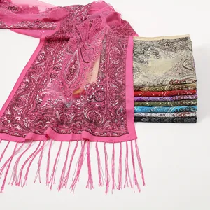 Women summer lace fringe shawl ethnic style breathable burn out patterned scarf and multi colors.