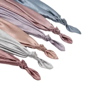Satin crinkled long scarf hijab silk feel head wrap elegant women fashion solid color shawl